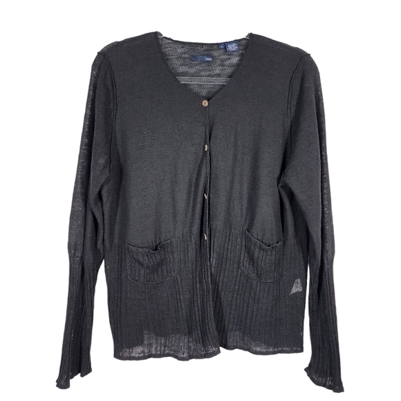 BASCO LINEN BUTTON FRONT SWEATER - Picture 3 of 8